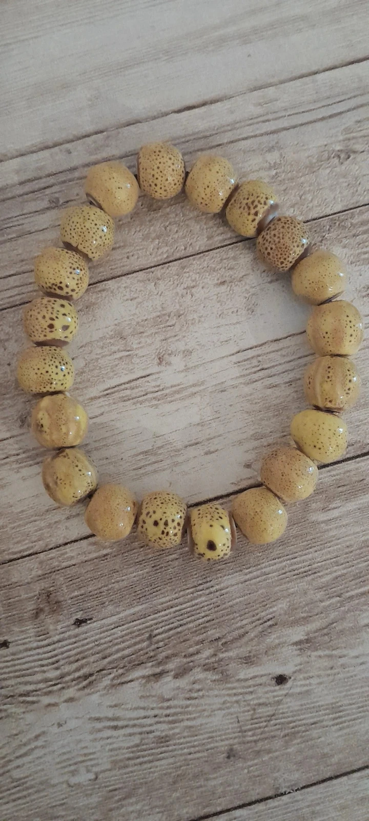 Conjunto Collar + pulsera, perlas de cerámica, color mostaza, estilo Bohème – photo 5
